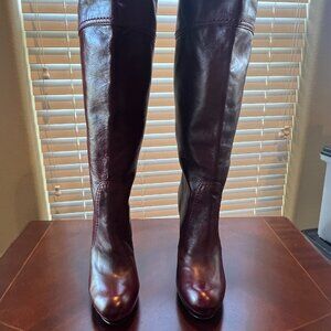 Vince Camuto Laird Burgundy Leather Knee High Boots Size 9B Y2K 90's Boho